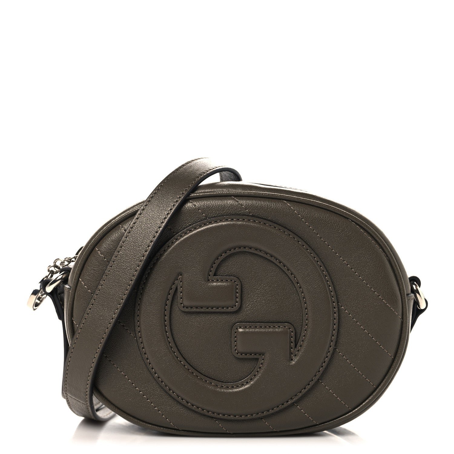 Gucci Sakai Be Green Calfskin Diagonal Stitched Mini Blondie Shoulder Bag Craclet Brown