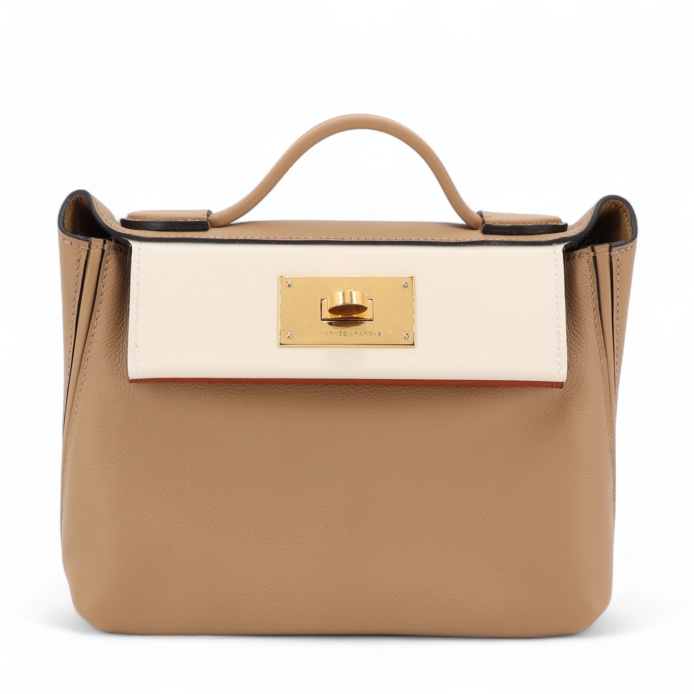 Unused ( Rank NS ) HERMÈS 24/24 - 21 mini Chai (0M) Nata (I2) Cuivre (6C) Evercolor Gold hardware U (2022)