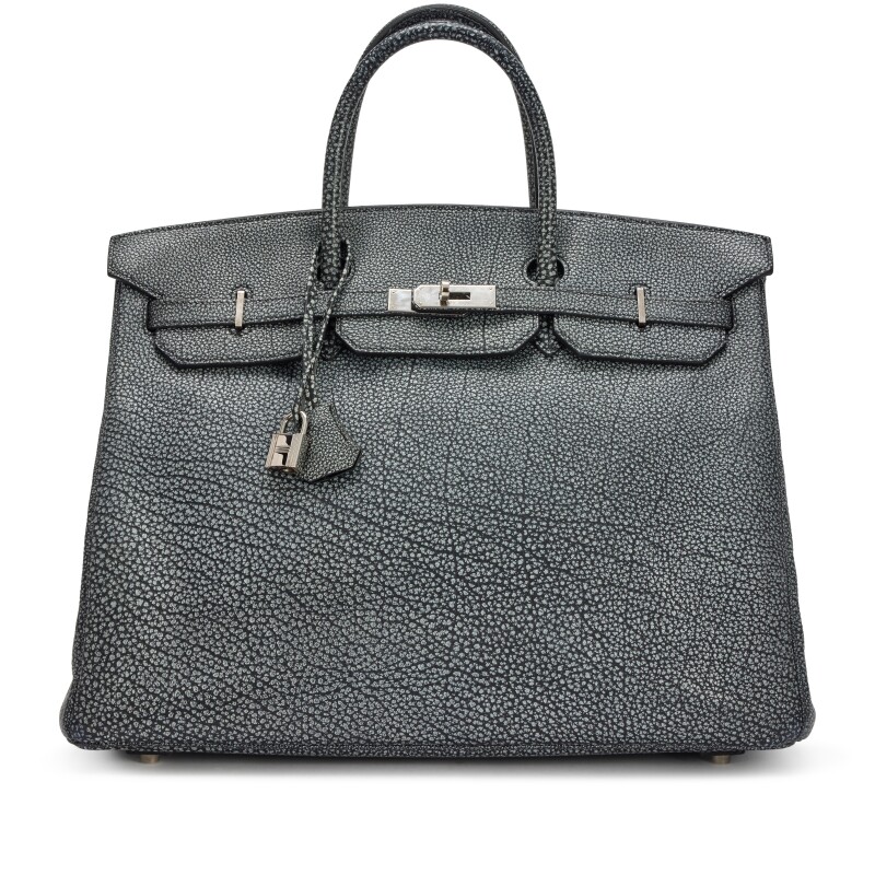 Hermes Limited Edition Black Dalmatian Buffalo Leather Birkin 40 Palladium Hardware, 2002