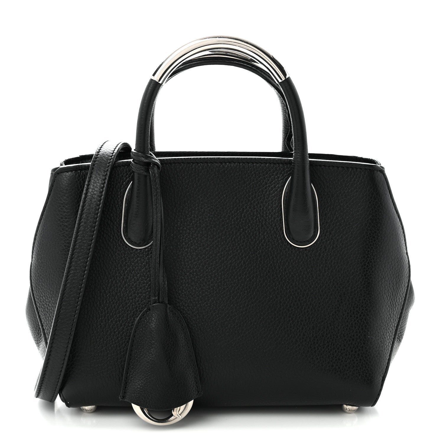 Christian Dior Grained Calfskin Small Open Bar Tote Black