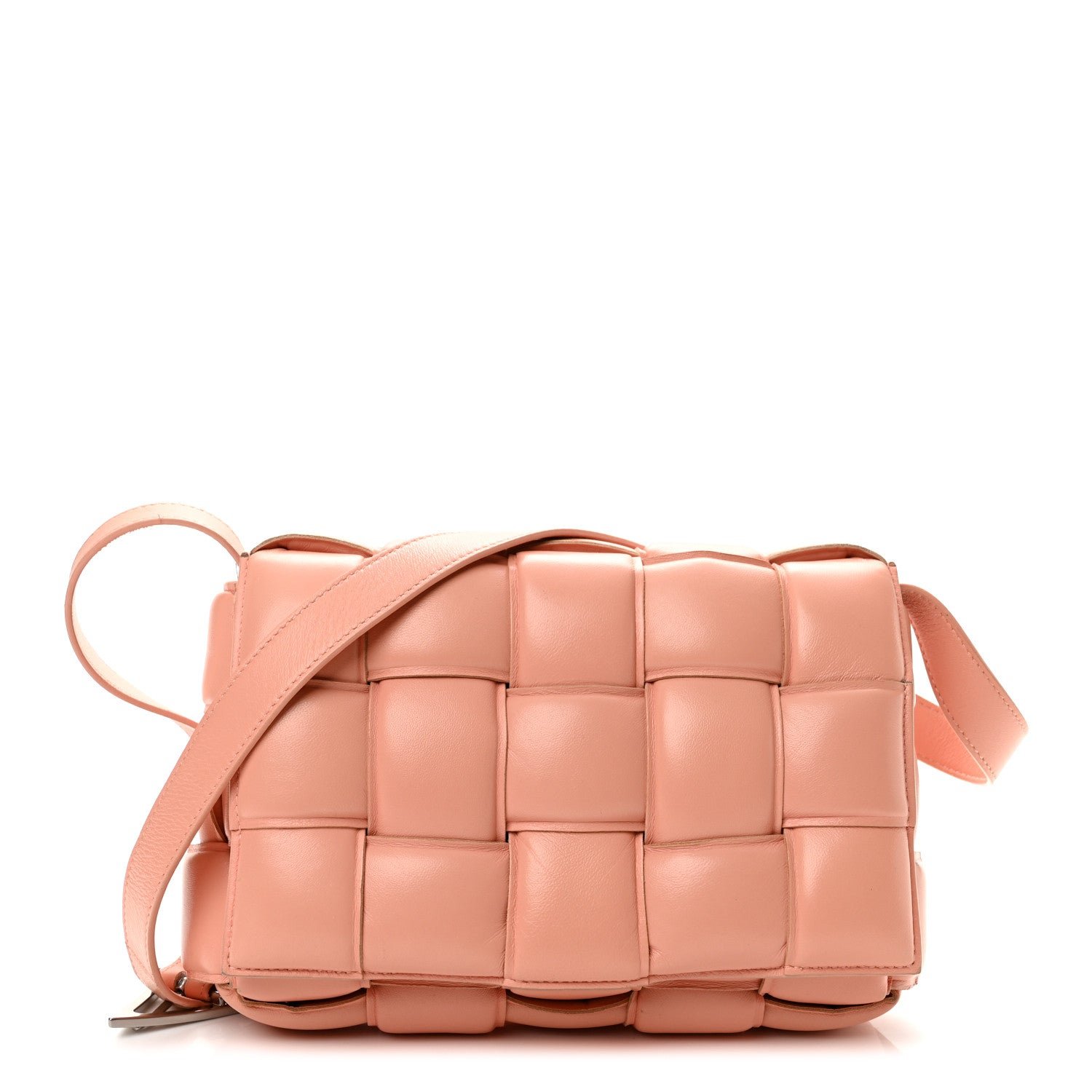 Bottega Veneta Nappa Maxi Intrecciato Padded Cassette Crossbody Bag Peachy