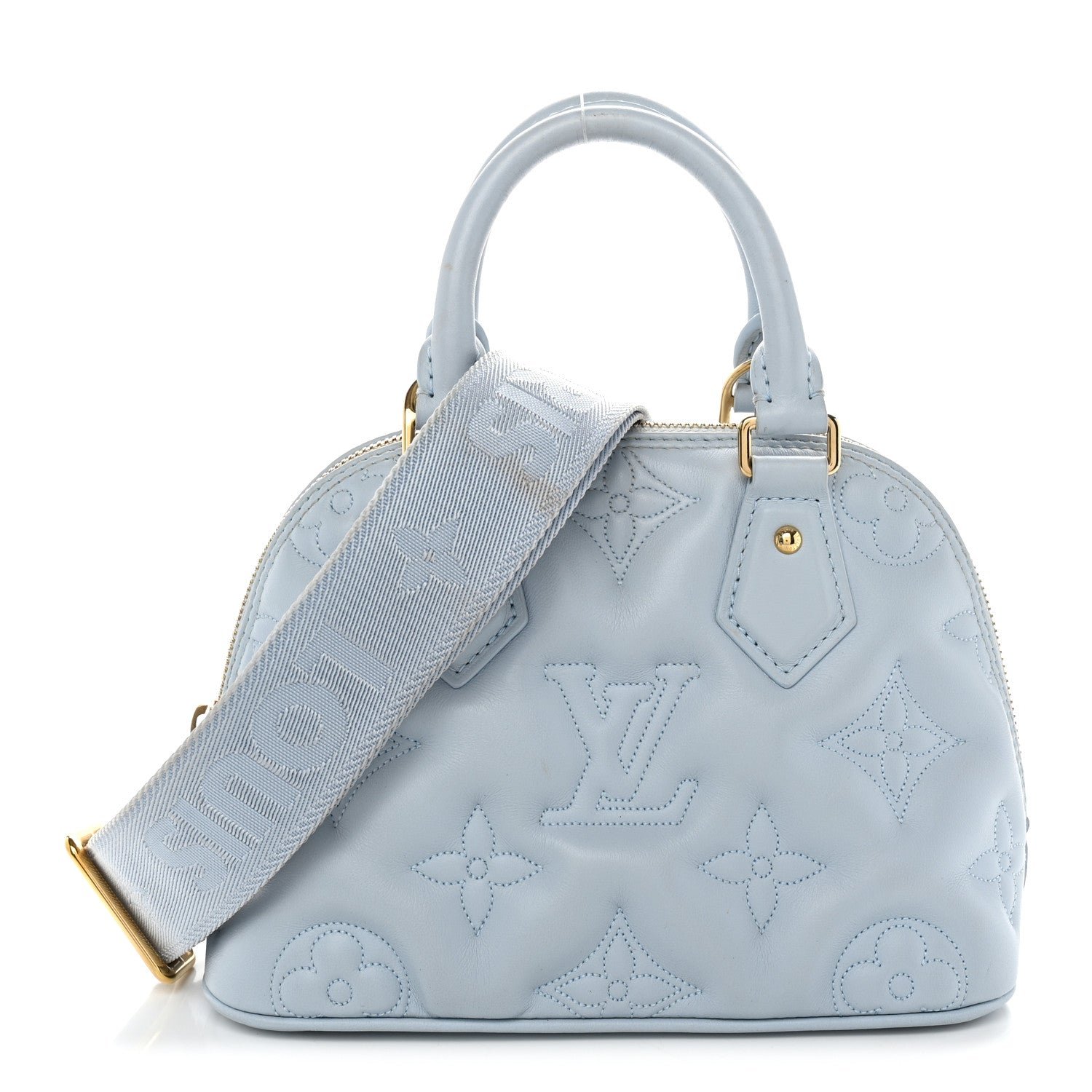 Louis Vuitton Calfskin Bubblegram Alma BB Ice Blue