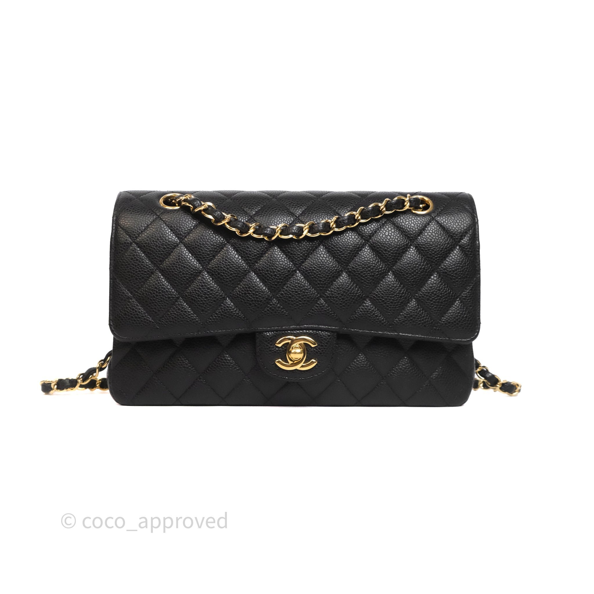 Chanel Classic M/L Medium Flap Quilted Black Caviar Gold Hardware