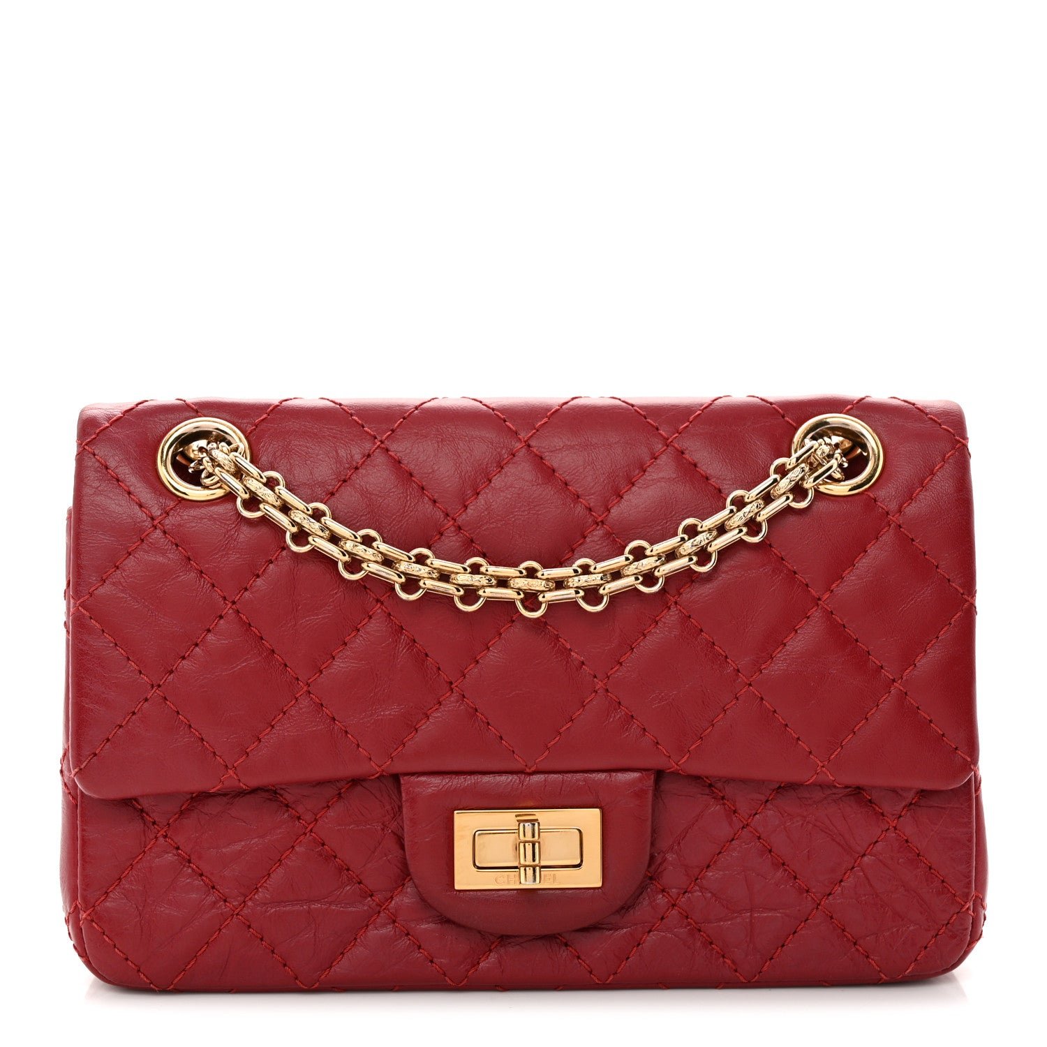 Chanel Aged Calfskin Quilted 2.55 Reissue Mini Flap Red