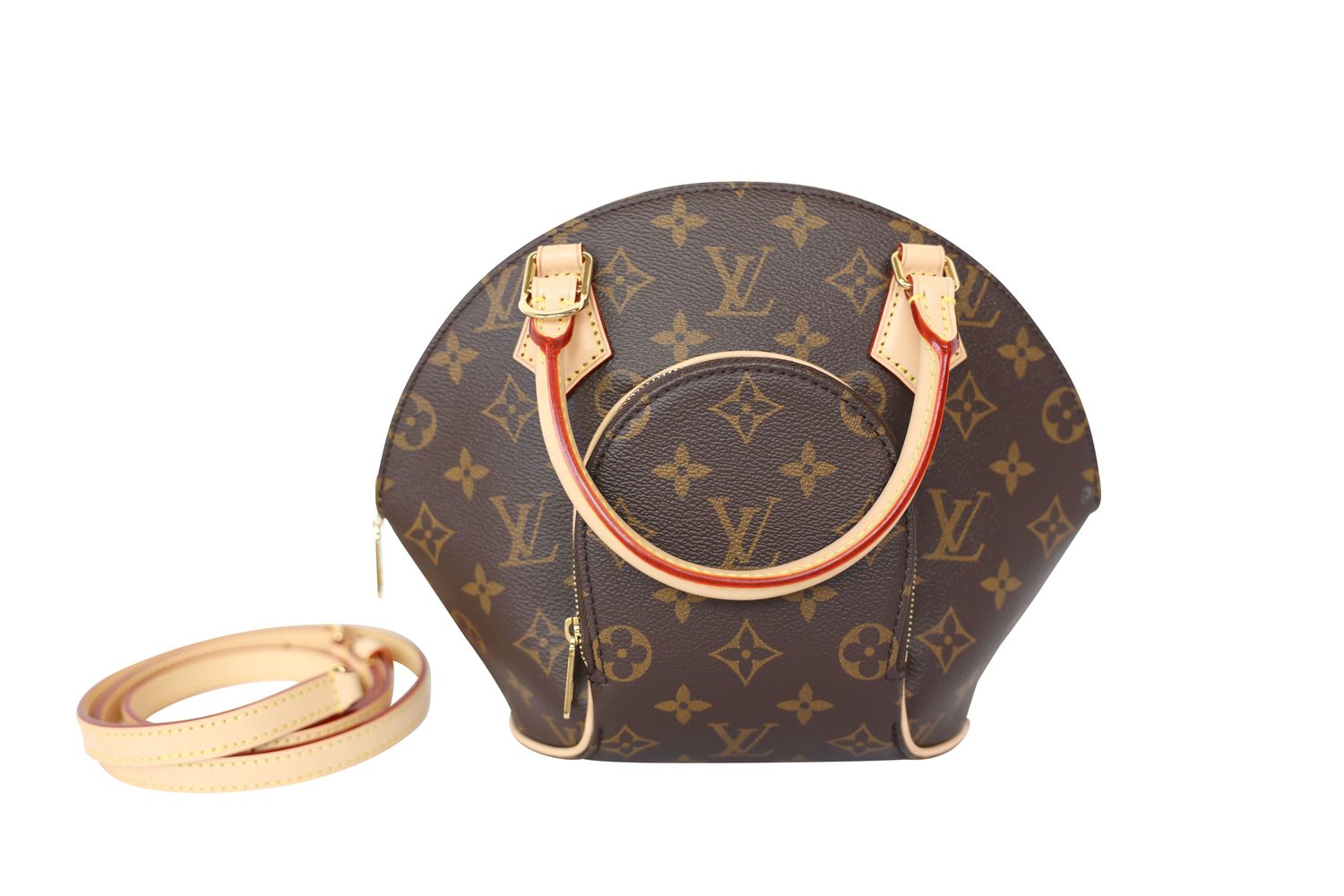 Louis Vuitton Louis Vuitton Ellipse PM, Monogram Canvas and Natural Cowhide with Gold Hardware, New in Box WA001