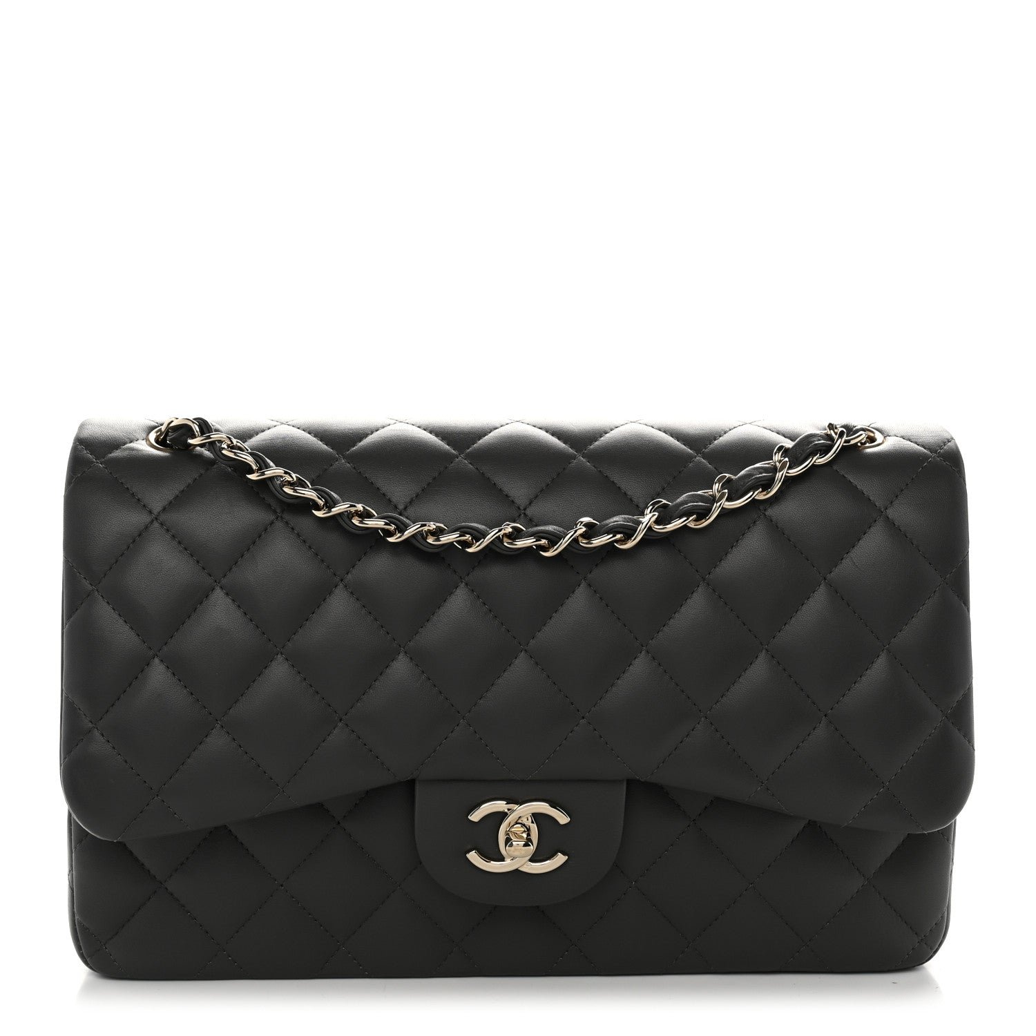Chanel Lambskin Quilted Jumbo Double Flap Dark Grey