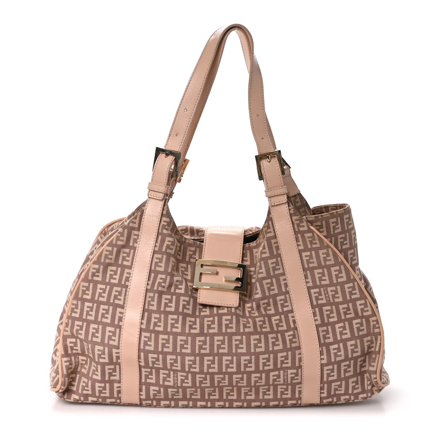 Fendi Zucchino Vitello Shoulder Bag Cipria Teint