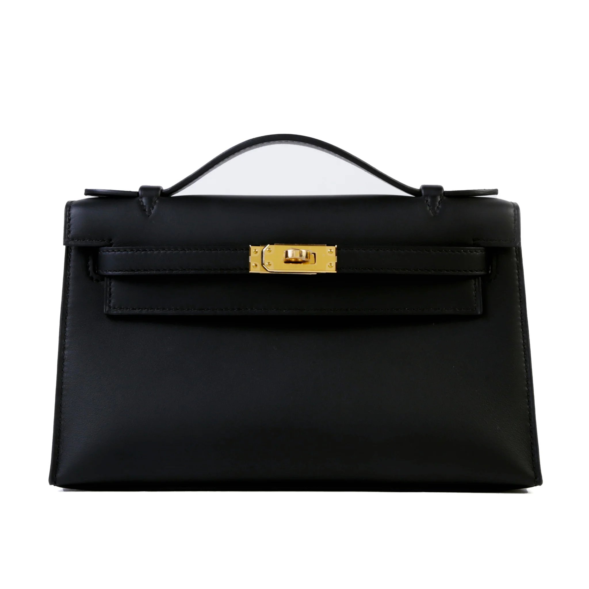 Brand New ( Rank N ) HERMÈS Kelly Pochette Noir (89) Swift Gold hardware G (2026)