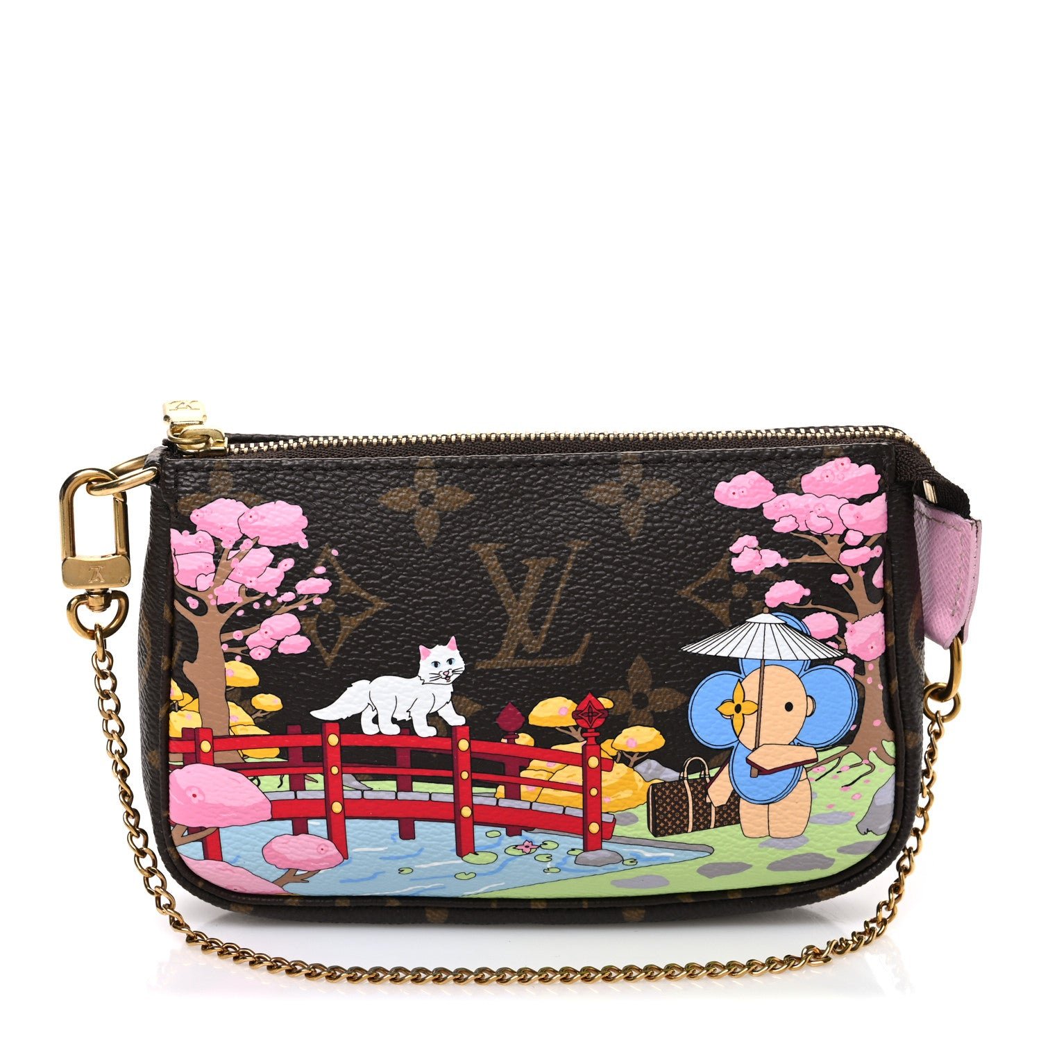 Louis Vuitton Monogram 2021 Christmas Animation Japanese Garden Mini Pochette Accessories Wisteria Pink