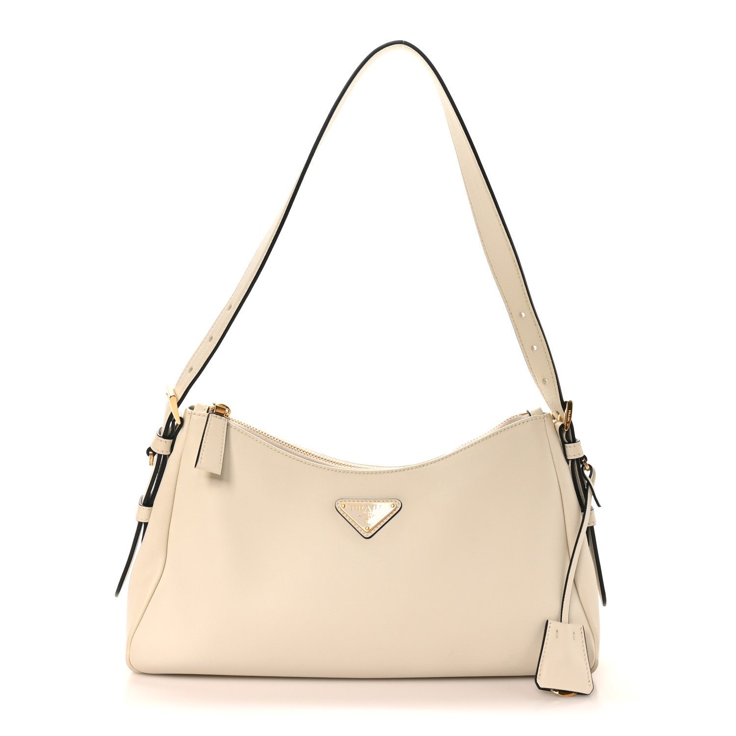 Prada Soft Calfskin Medium Aimée Shoulder Bag White