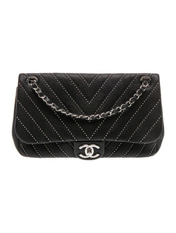 Chevron Medium Stud Wars Flap Bag