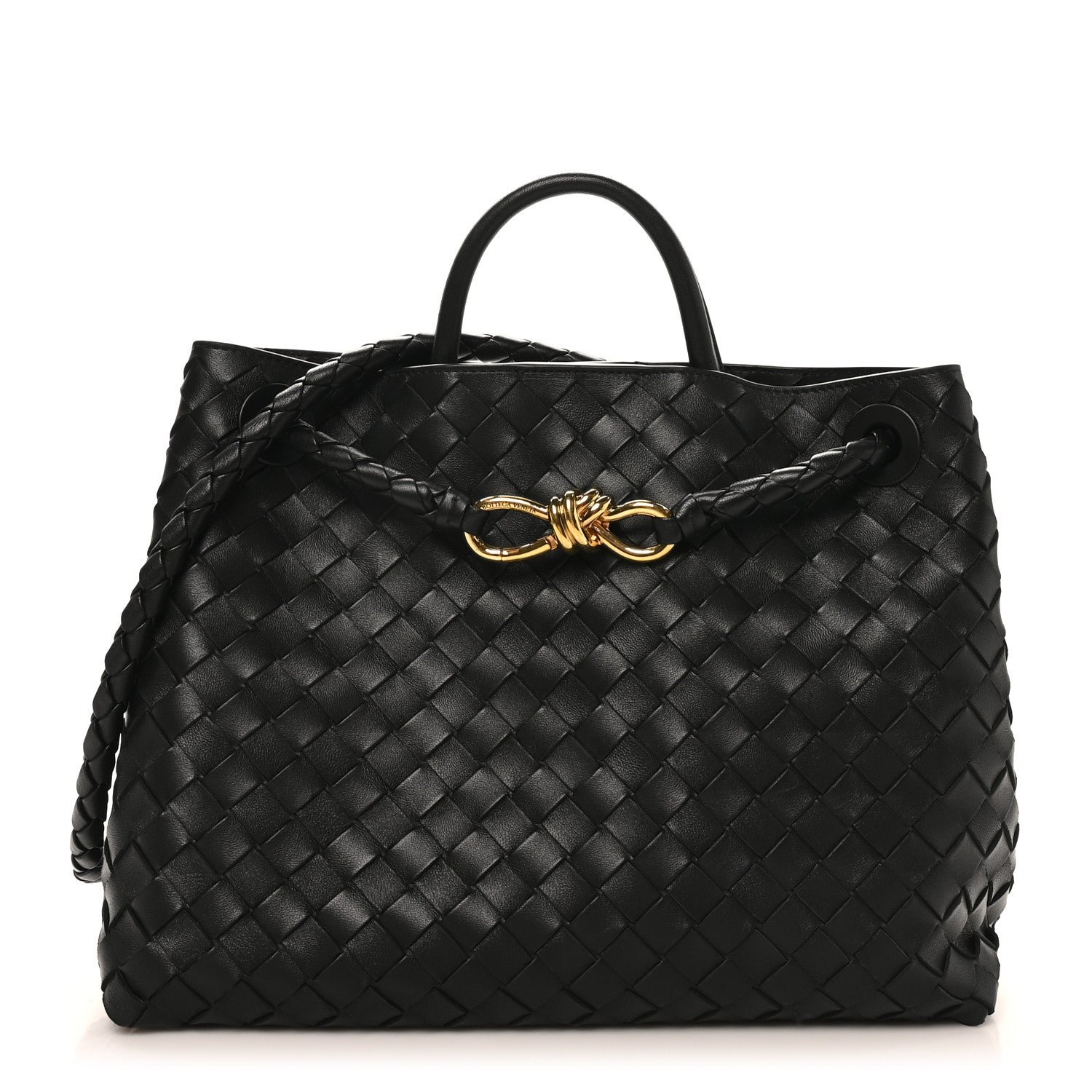 Bottega Veneta Nappa Intrecciato Medium Andiamo Shoulder Bag Black
