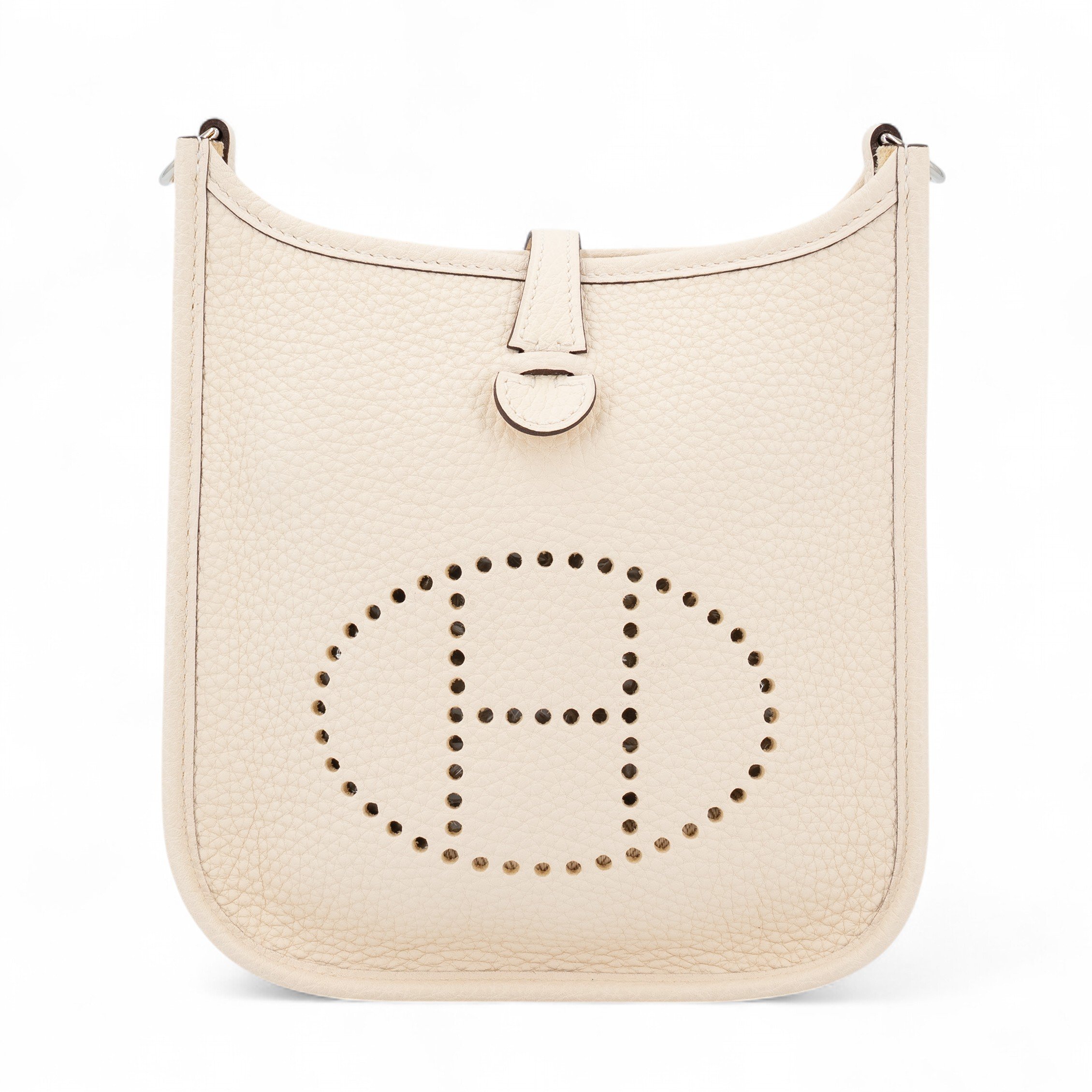 Hermes Unused ( Rank NS )  HERMÈS  Mini Evelyne 16 Amazone 112cm Nata (I2) Clemence Palladium hardware Y (2020)