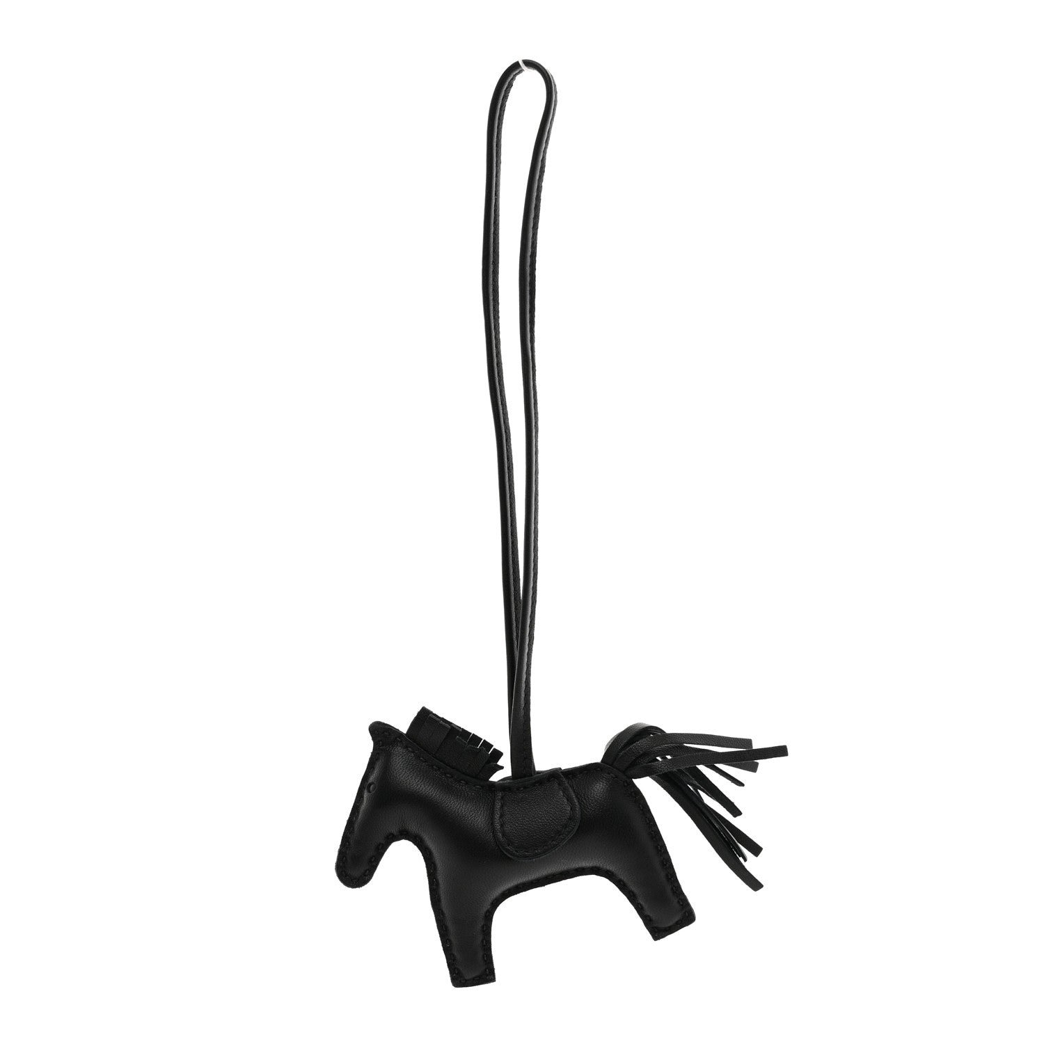 Hermes Milo Lambskin Grigri Rodeo Horse Bag Charm MM So Black