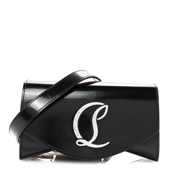 Christian Louboutin Patent Calfskin Strass Small Loubi54 Crossbody Clutch Black