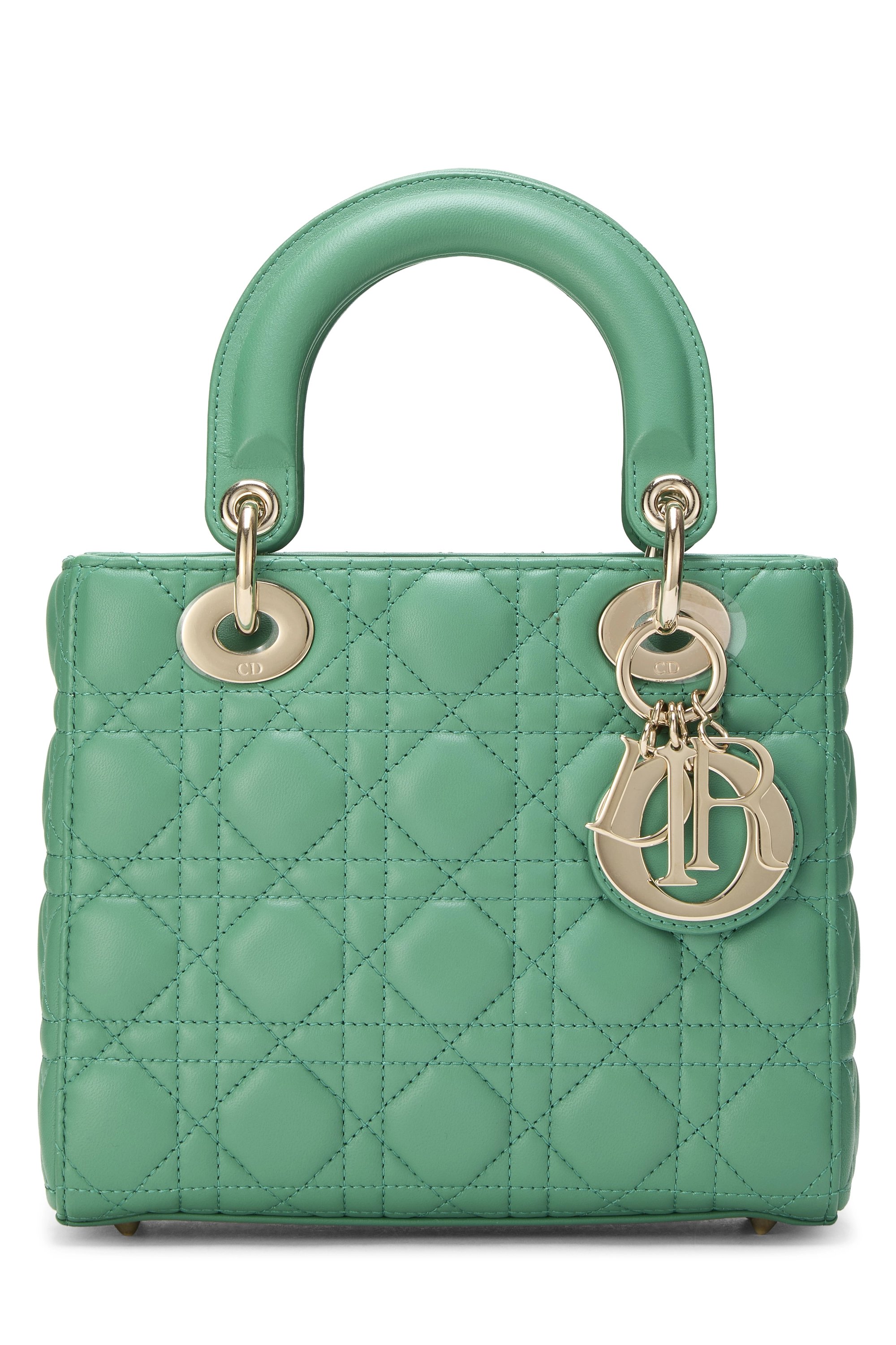Green Cannage Quilted Lambskin Lady Dior Small