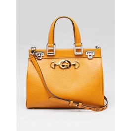 Gucci Yellow Grainy Leather Zumi Small Tote Bag