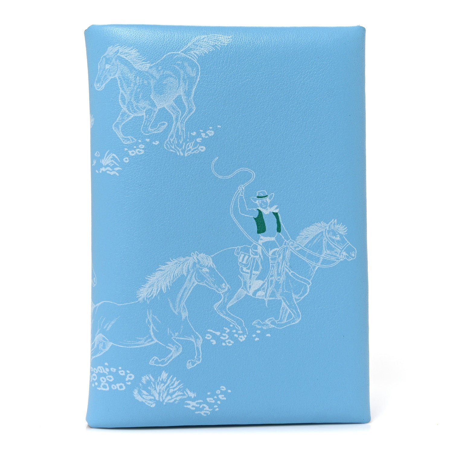 Hermes Swift Les Mustangs Calvi Duo Card Case Celeste