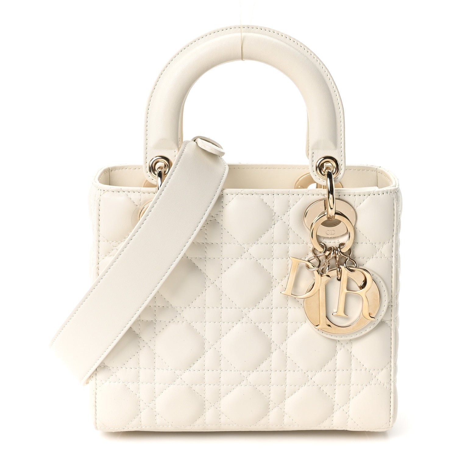 Christian Dior Lambskin Cannage Small My ABCDior Lady Dior White