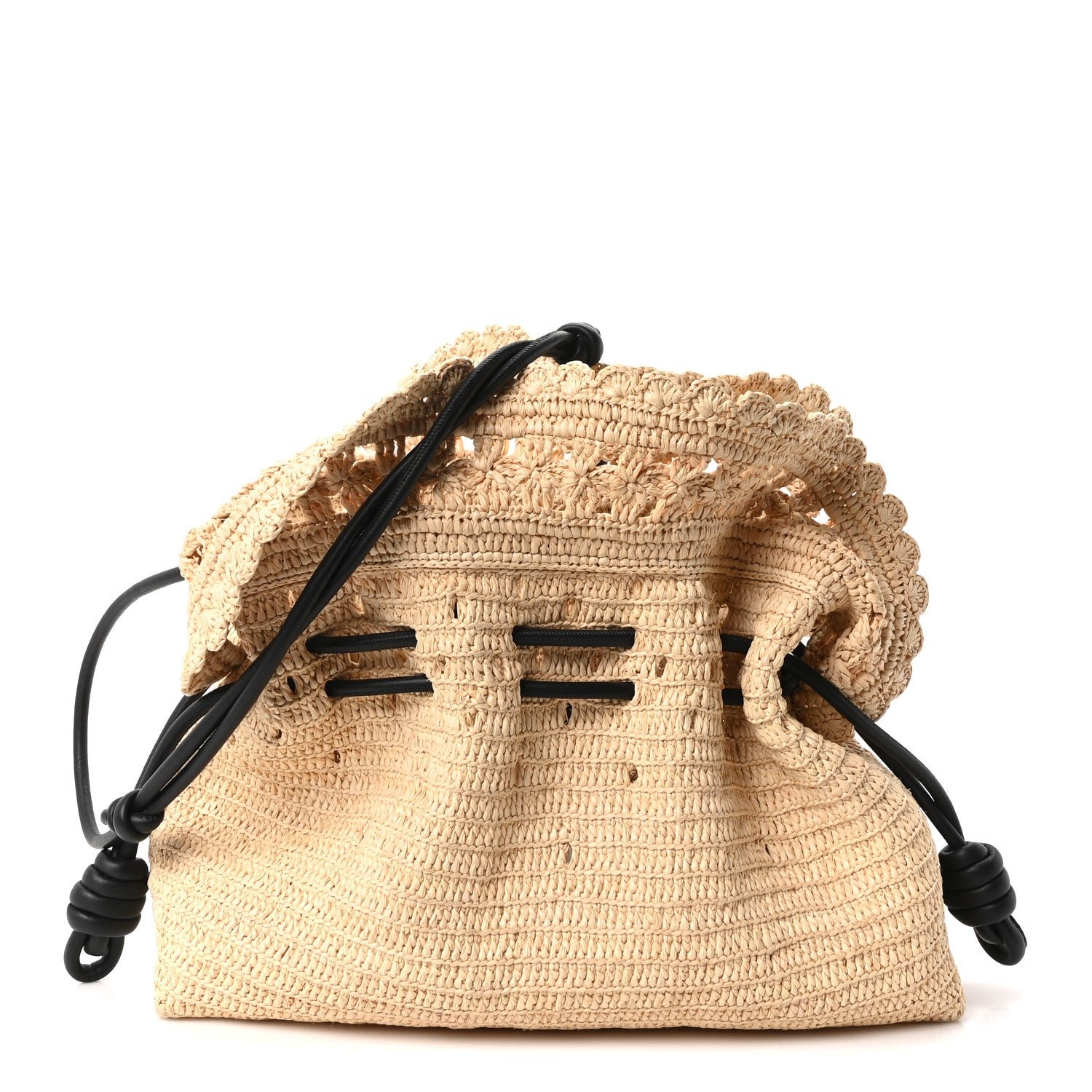 Loewe Loewe X PAULA'S IBIZA Raffia Medium Flamenco Knot Clutch Natural