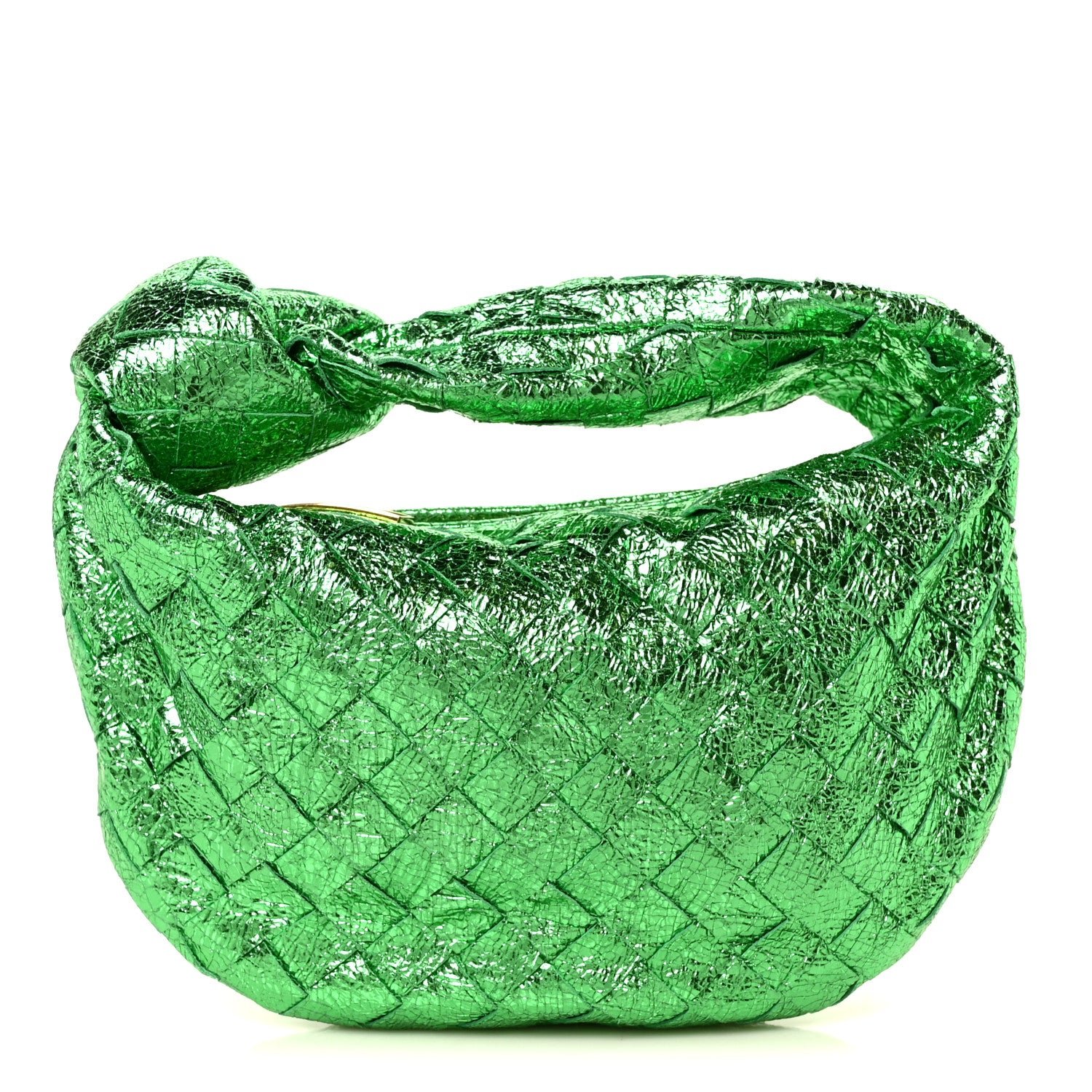 Bottega Veneta Metallic Nappa Intrecciato Mini Jodie Parakeet