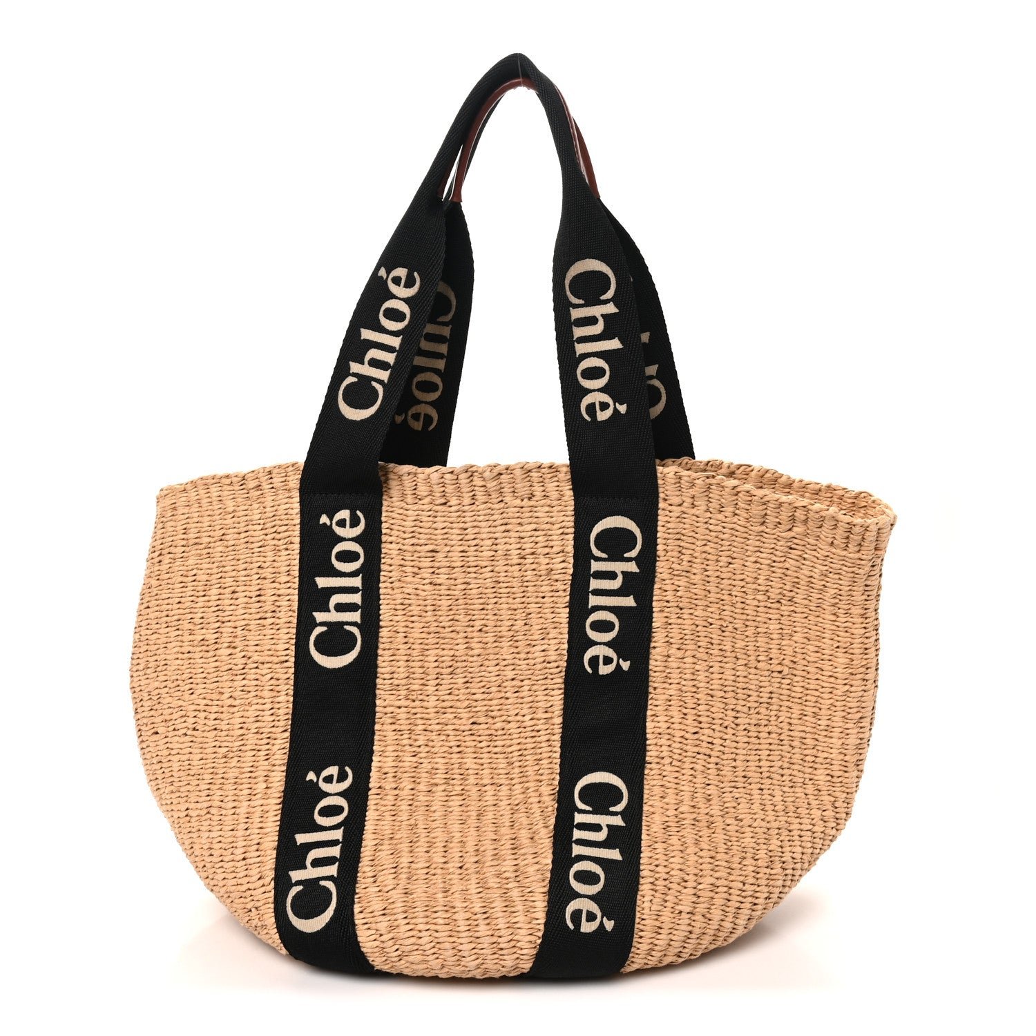Chloe X MIFUKO Raffia Large Woody Basket Bag Black Beige Black Beige