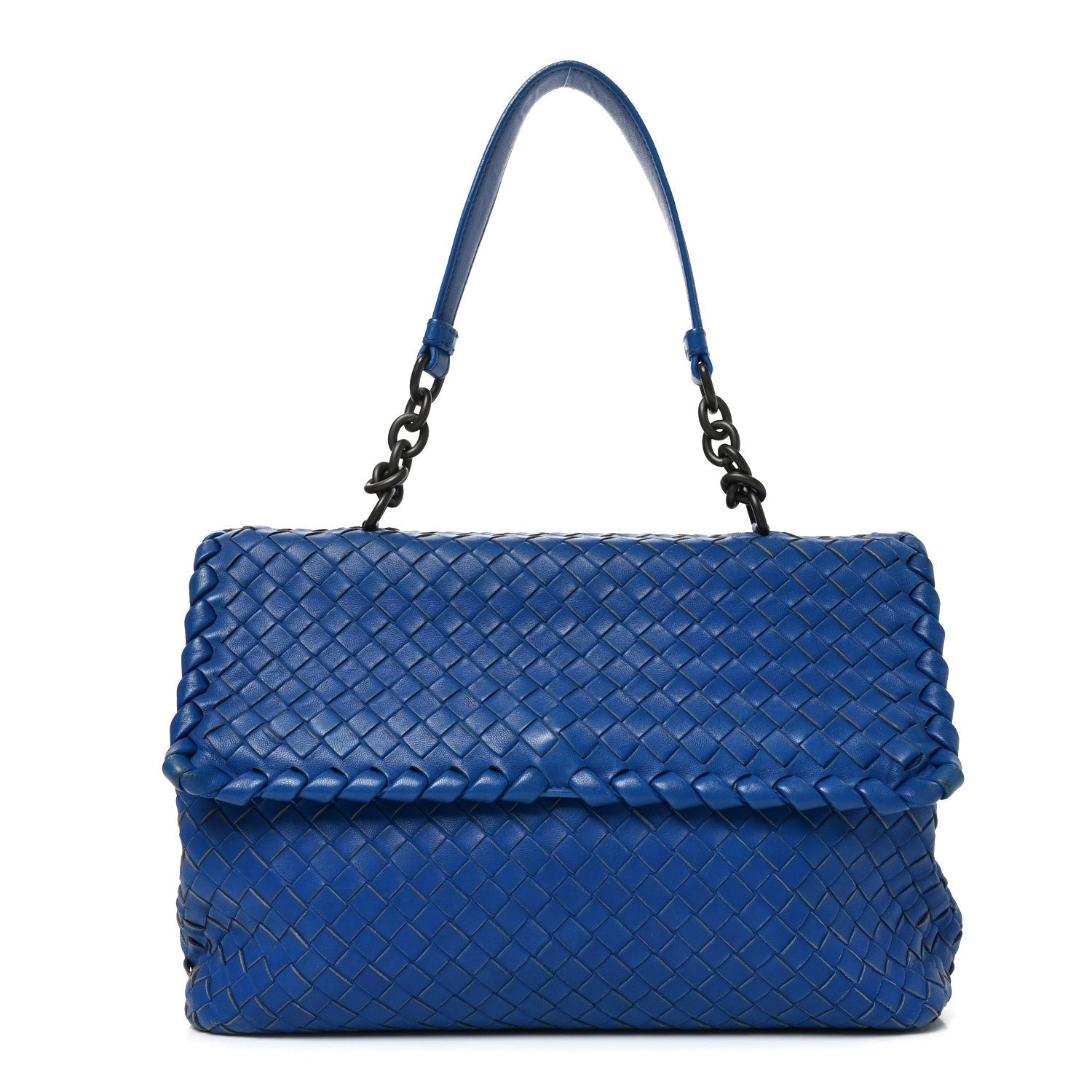 Bottega Veneta Nappa Intrecciato Medium Olimpia Shoulder Bag Blue