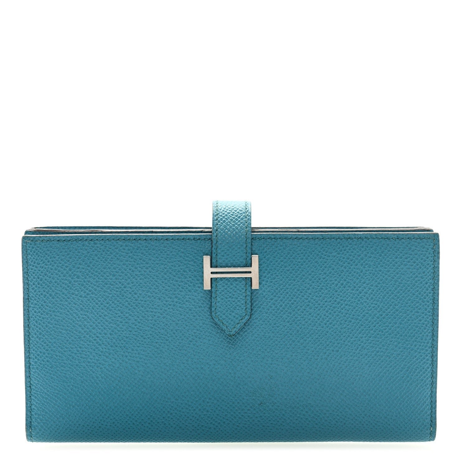 Hermes Epsom Bearn Gusset Wallet Blue Paon