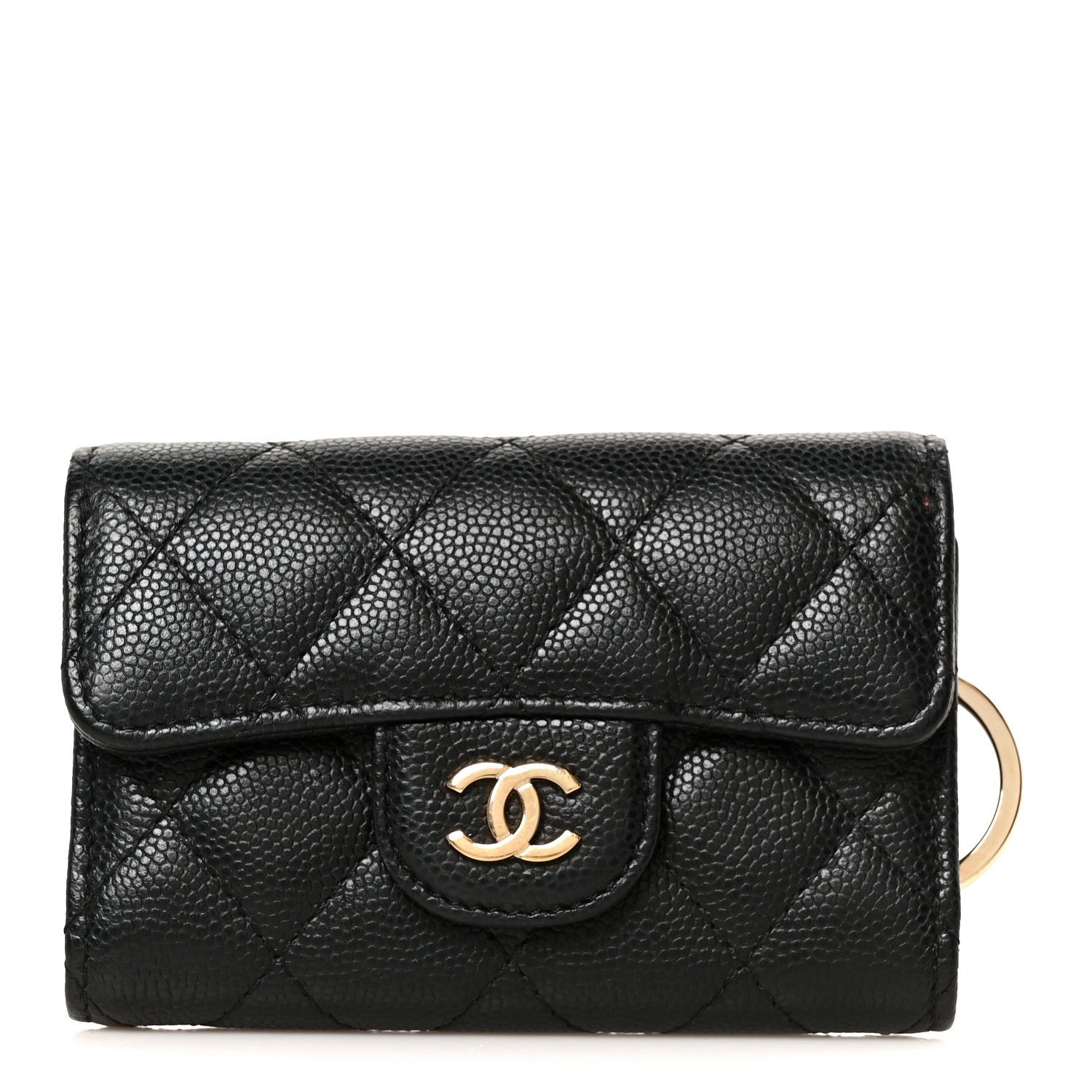 Chanel Caviar Quilted Classic 4 Key Holder Wallet Black