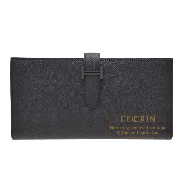 Hermes Bearn Soufflet Monochrome So-black Black Epsom leather Black hardware