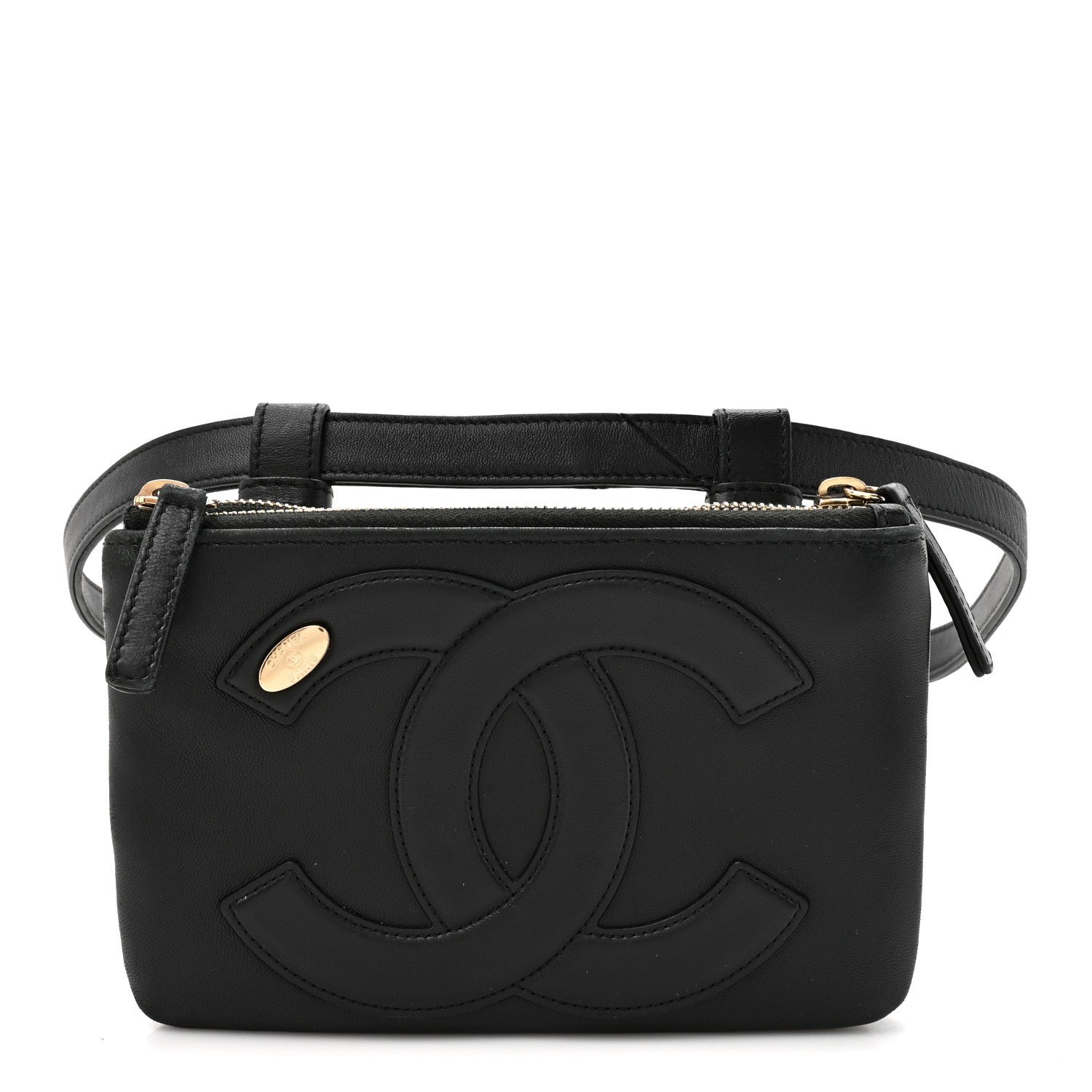 Chanel Lambskin CC Mania Waist Belt Bag Black