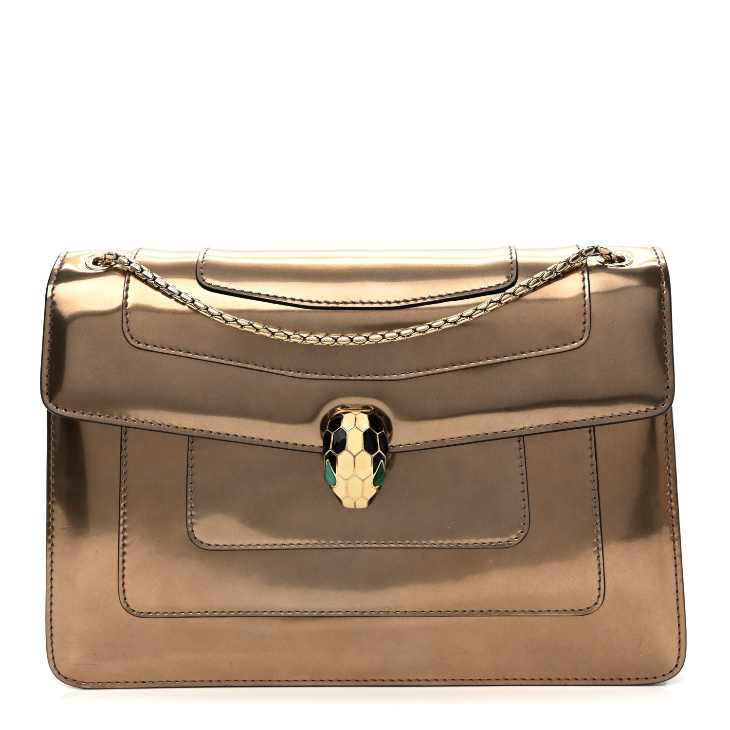 Bulgari Metallic Calfskin Serpenti Forever Crossbody Bag Bronze