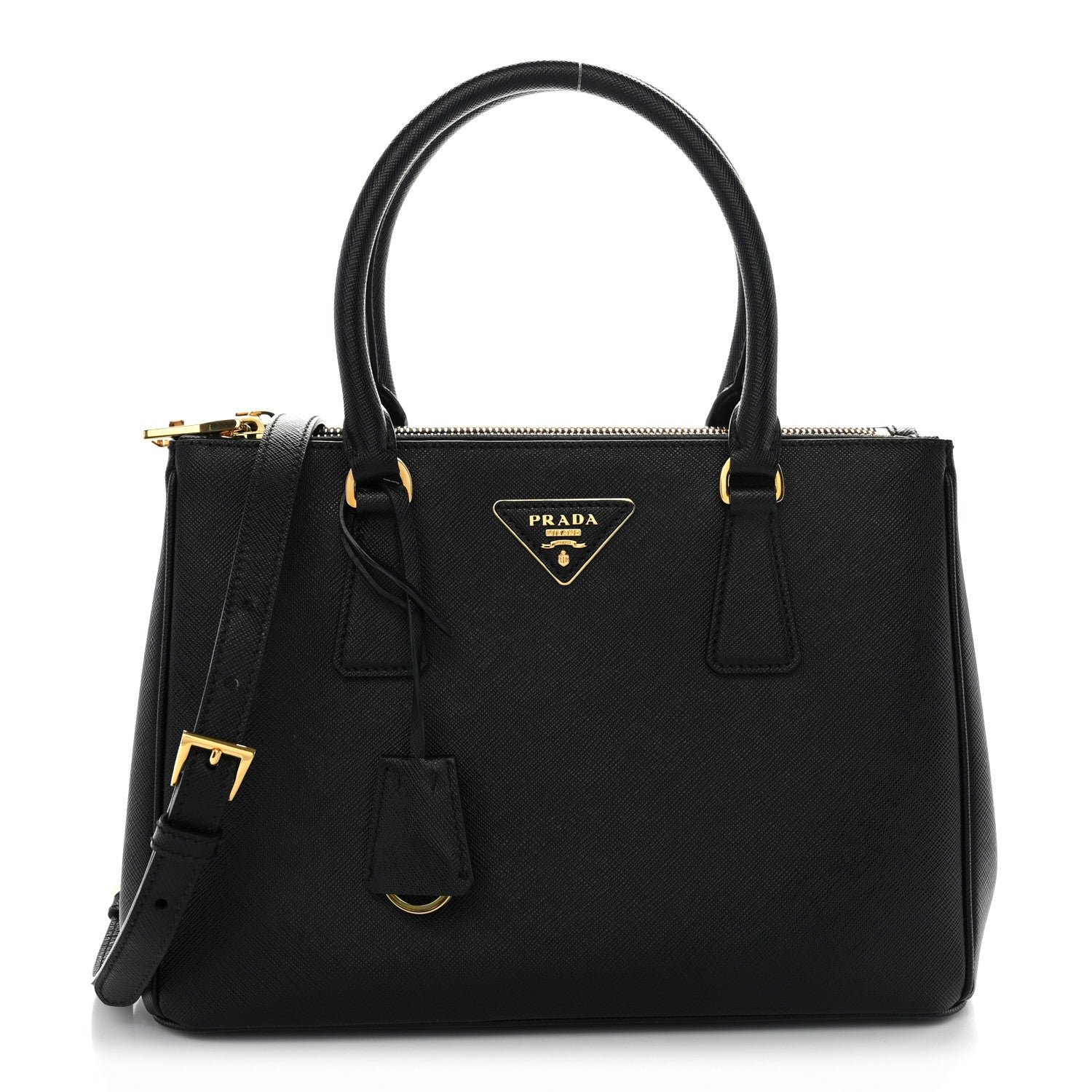Prada Saffiano Small Galleria Double Zip Tote Black