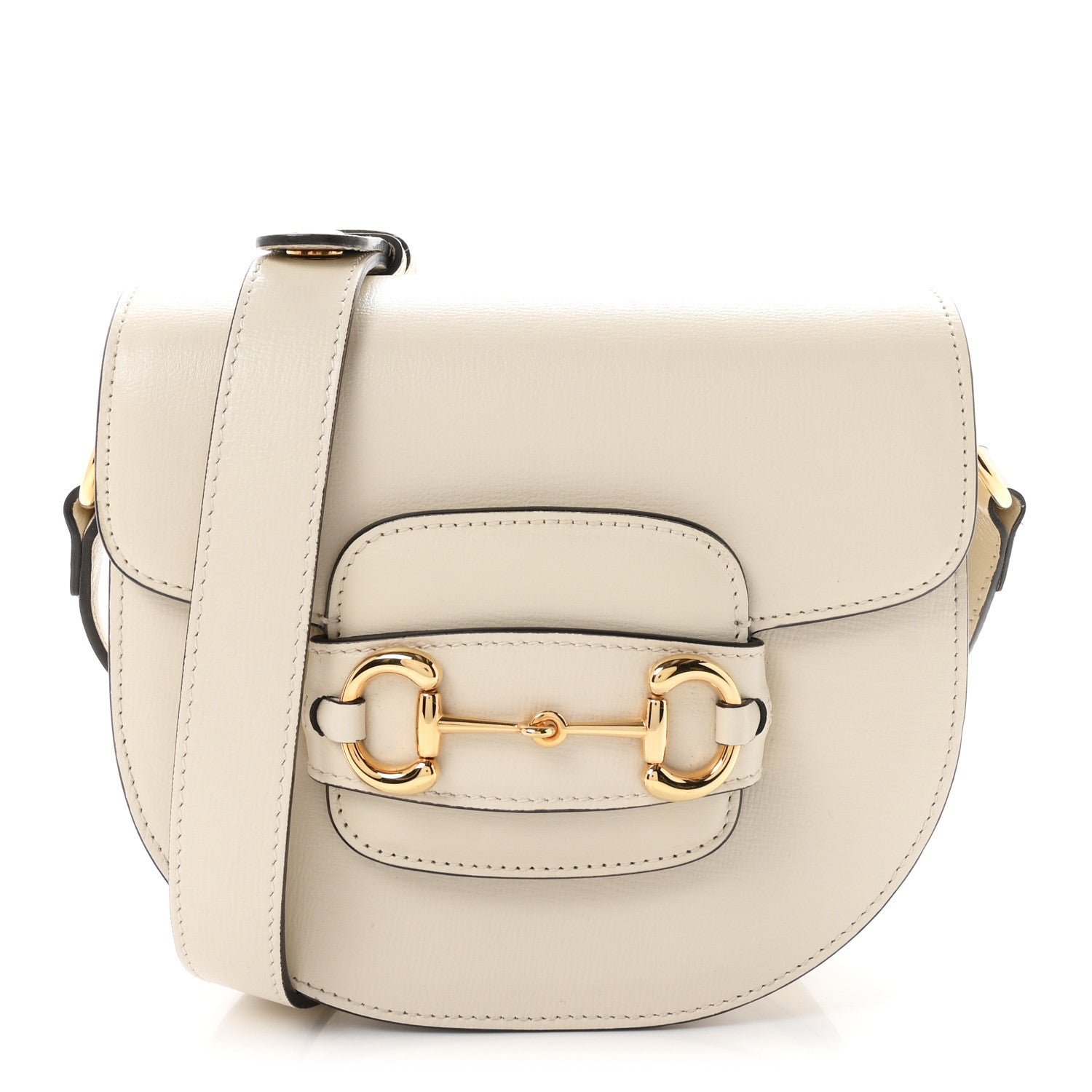 Gucci Azalea Calfskin Mini Horsebit 1955 Rounded Shoulder Bag Mystic White