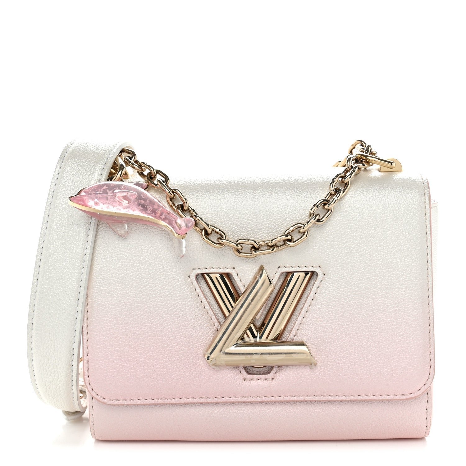 Louis Vuitton Calfskin Twist Chain Shoulder Bag PM Shaded Pink