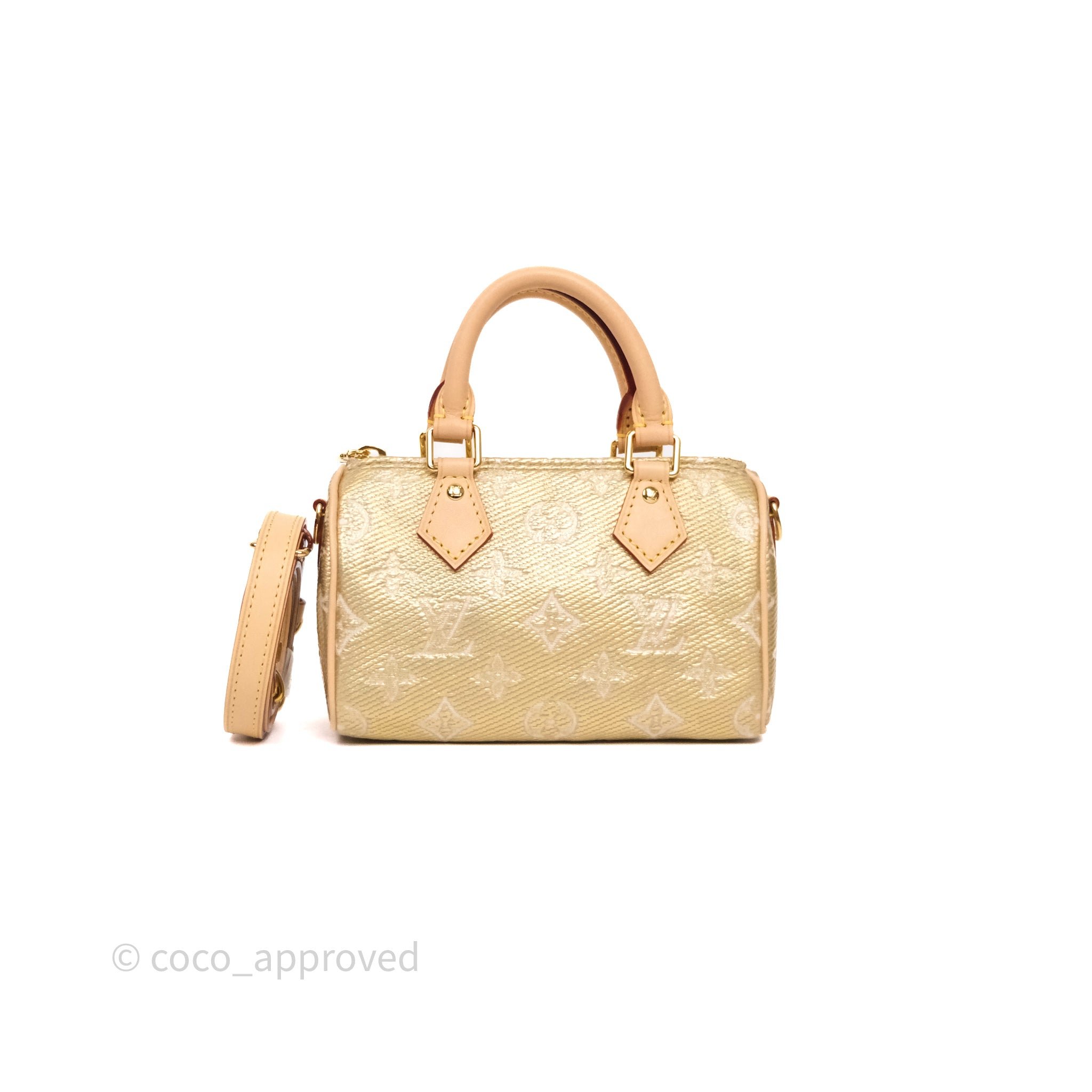 Louis Vuitton Nano Speedy Monogram Gold Jacquard Fabric