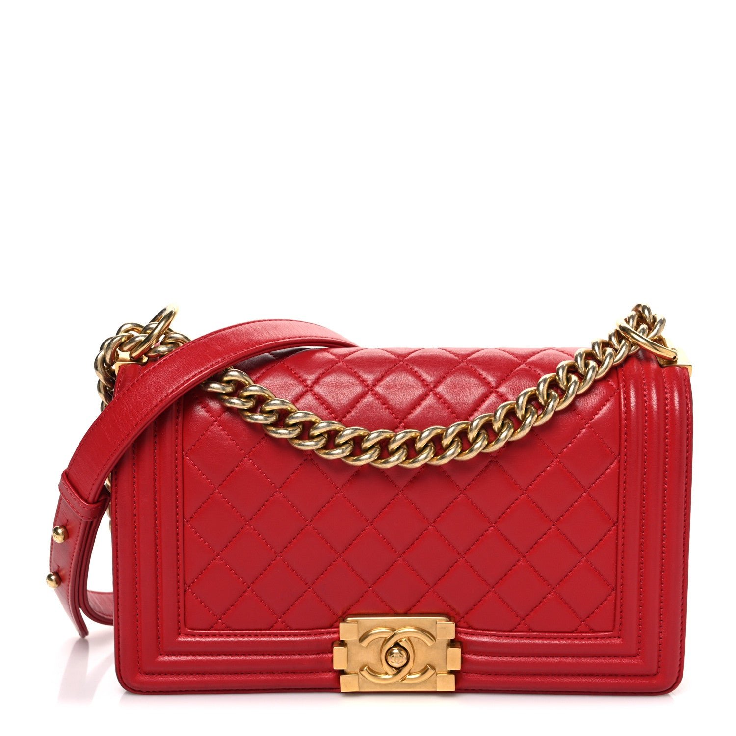 Chanel Lambskin Quilted Medium Boy Flap Red