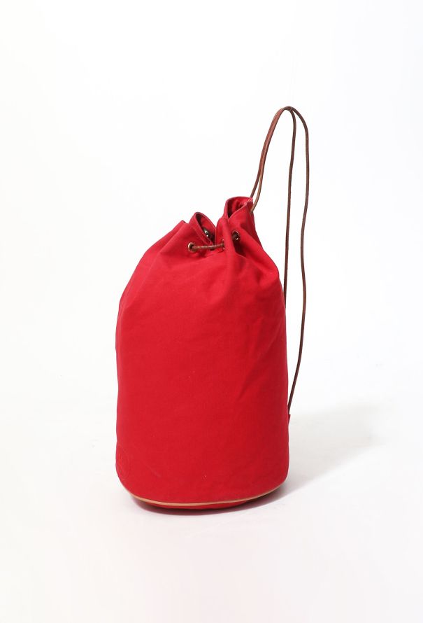 Hermes Red Canvas Polochon Backpack