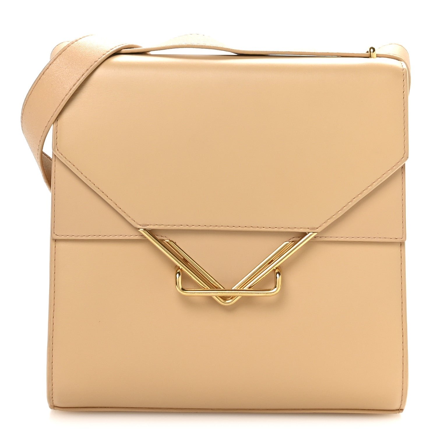 Bottega Veneta Box Calfskin Nappa Clip Bag Almond Gold