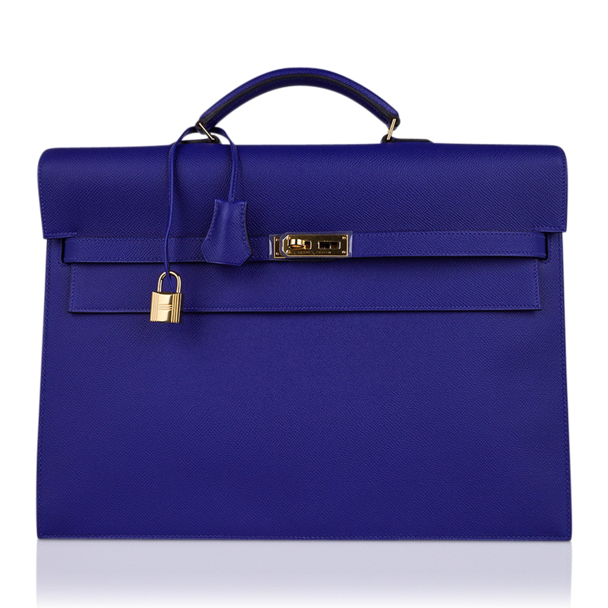 Hermes Hermes Kelly Depeches 38 Briefcase Electric Blue Epsom Leather with Palladium Hardware