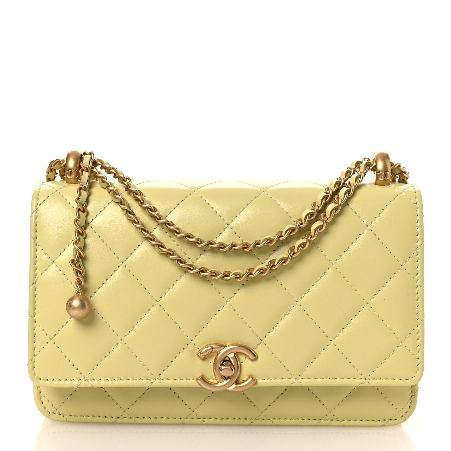 Chanel Calfskin Quilted Perfect Fit Wallet On Chain WOC Yellow