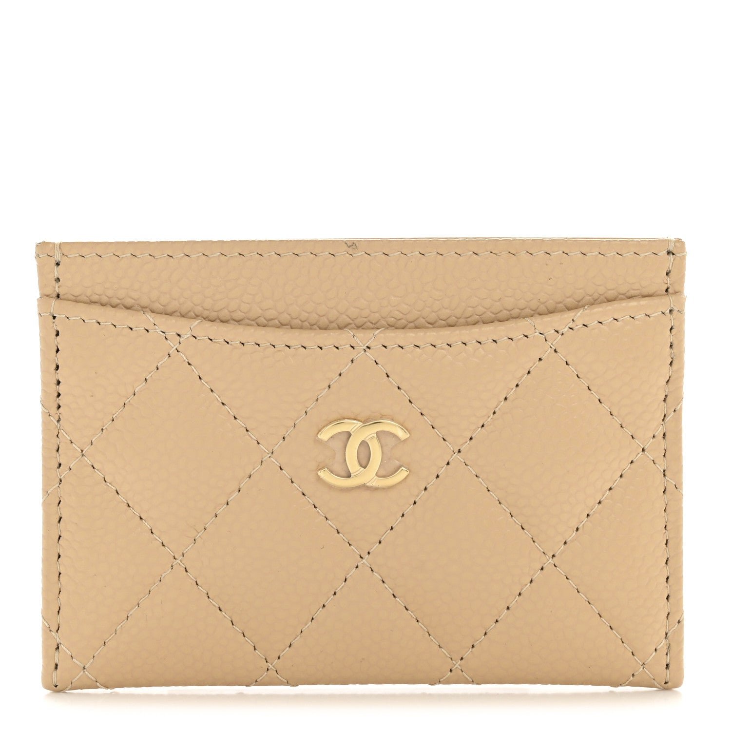 Chanel Caviar Quilted Card Holder Beige