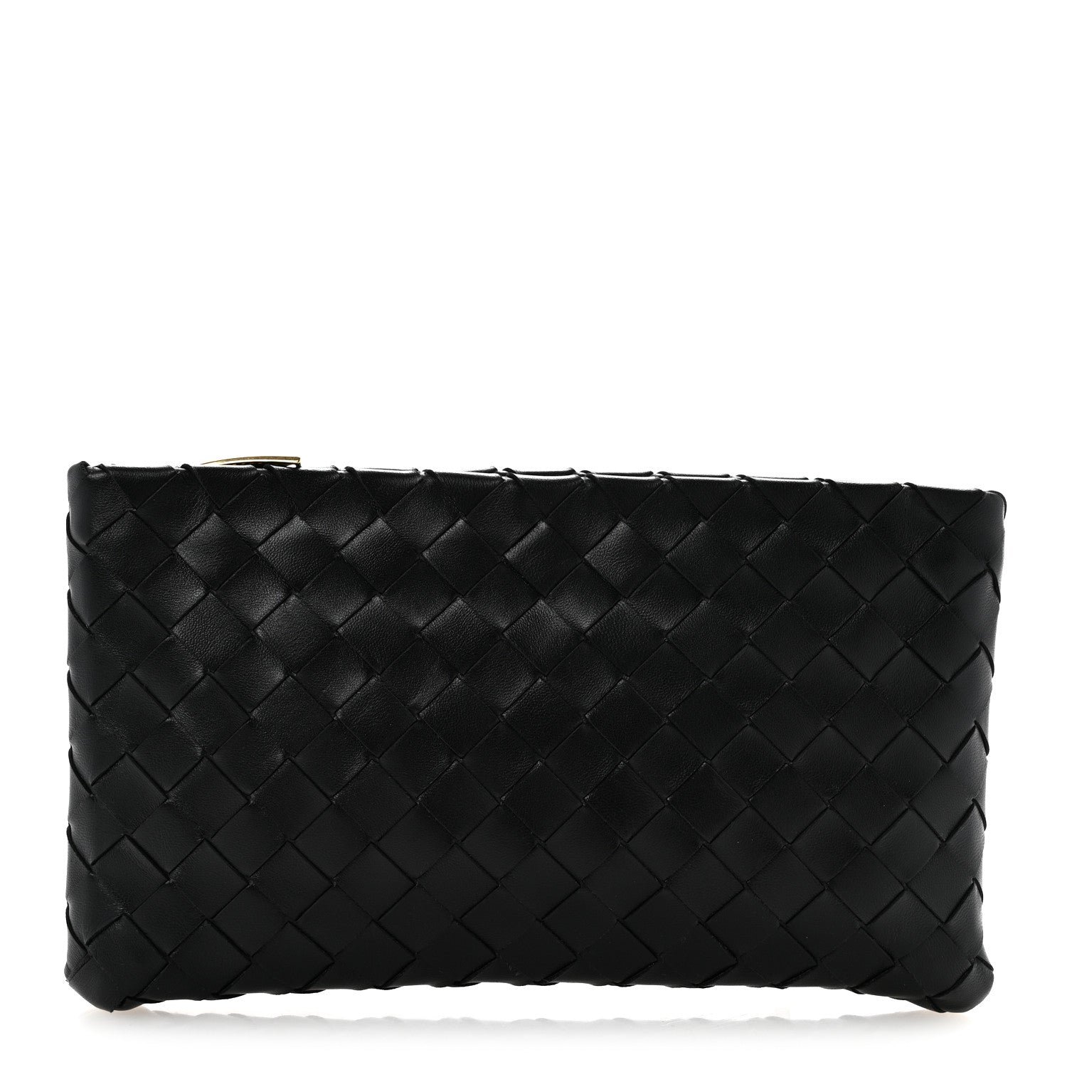 Bottega Veneta Nappa Intrecciato Small Flat Zip Pouch Black