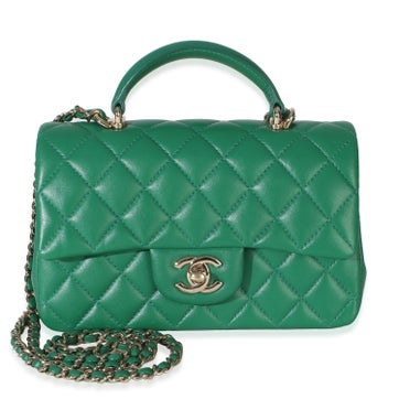 Leather Top Handle Rectangular Flap Bag Mini