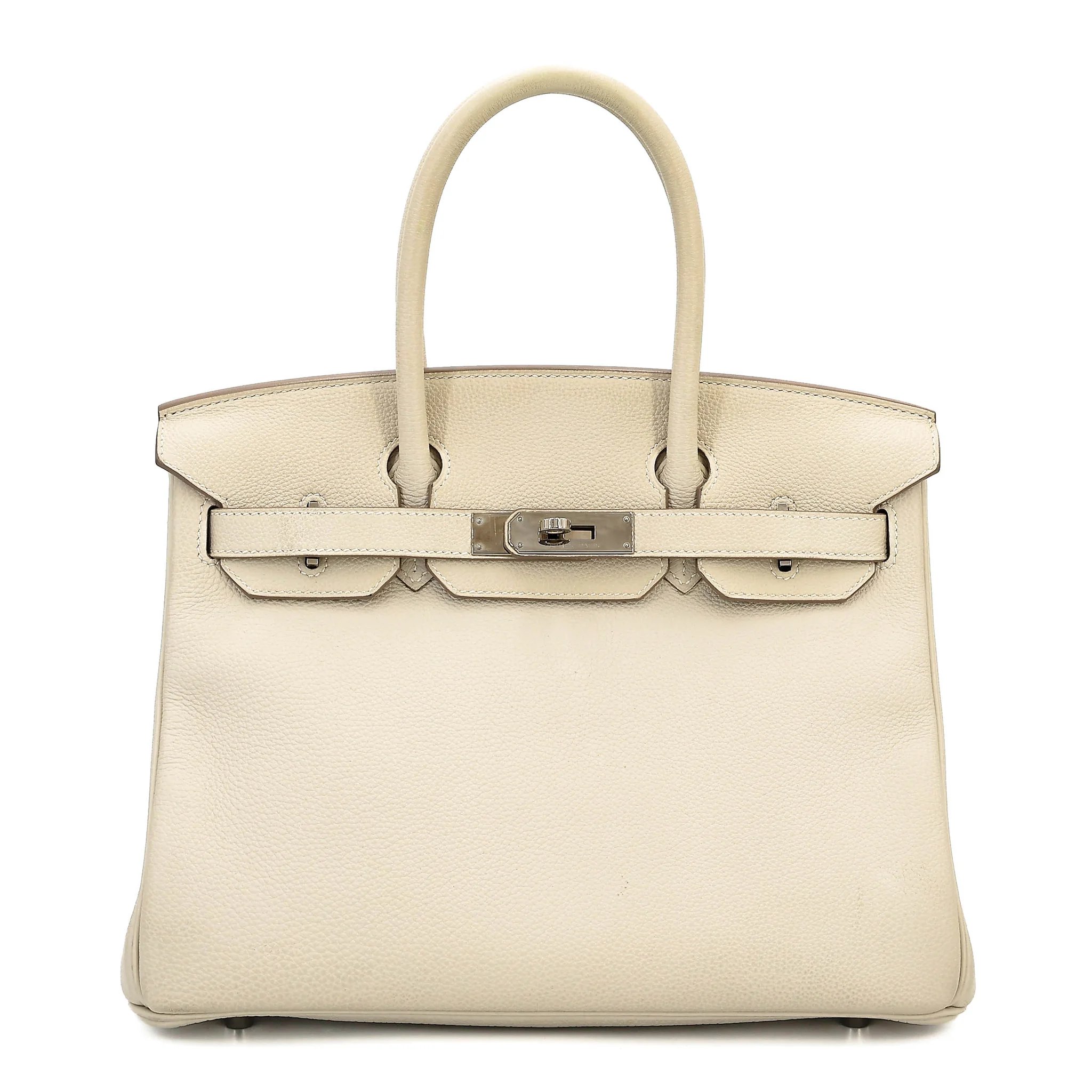 Very Good ( Rank A) HERMÈS Birkin 30 Craie (10) Togo Palladium hardware X (2016)