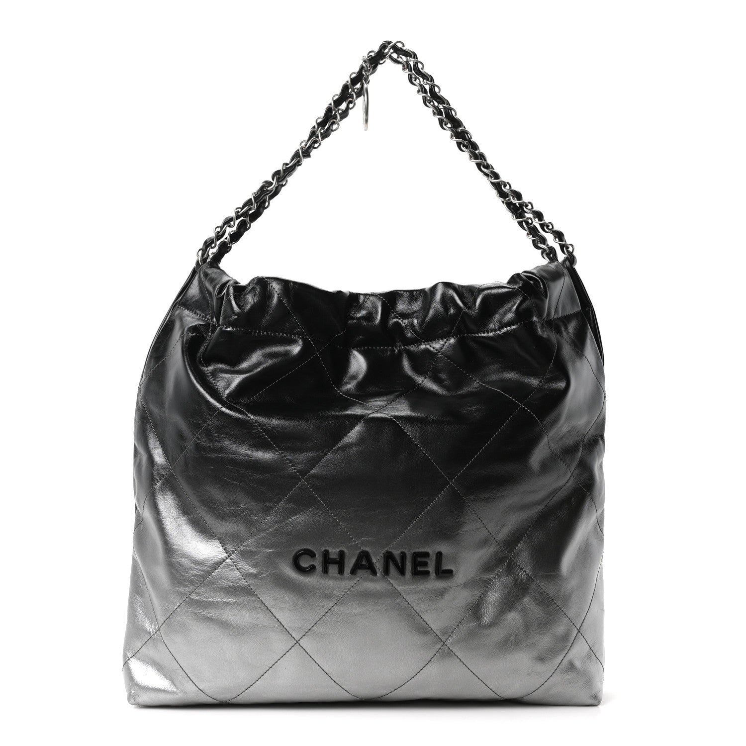 Chanel Metallic Shaded Calfskin Quilted Chanel 22 Black Silver