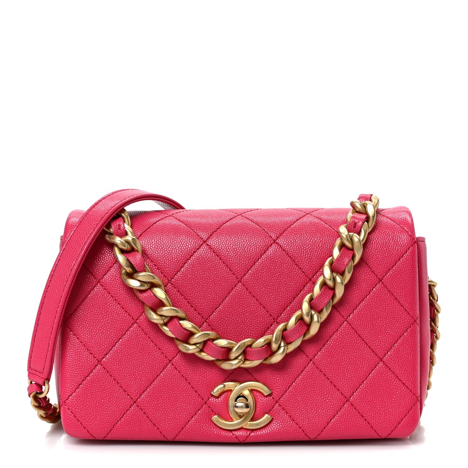 Chanel Caviar Quilted Small Fashion Therapy Flap Bag Dark Pink