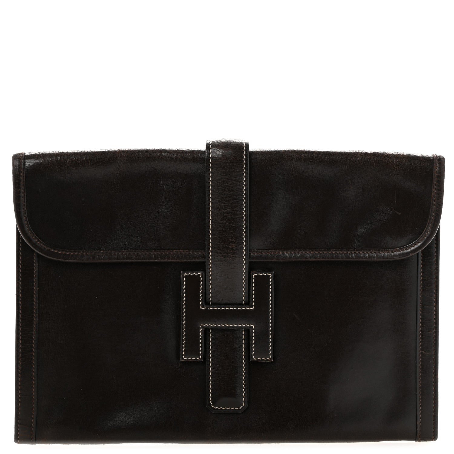 Hermes Hermes Box Jige GM Clutch Chocolate