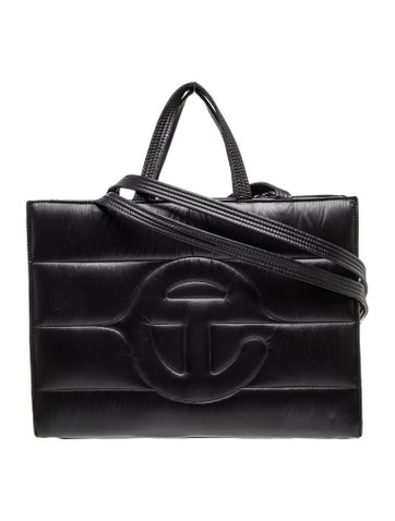 Nylon Puff Shopper Black Medium