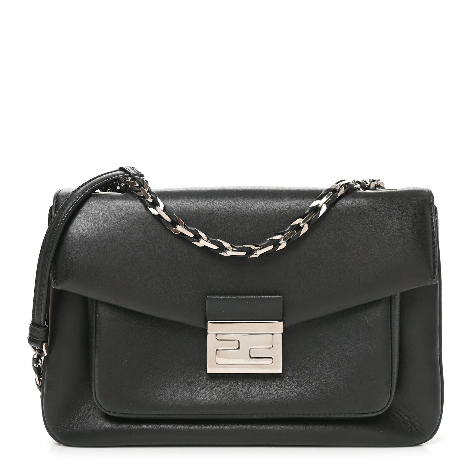 Fendi Nappa Be Baguette Crossbody Bag Black